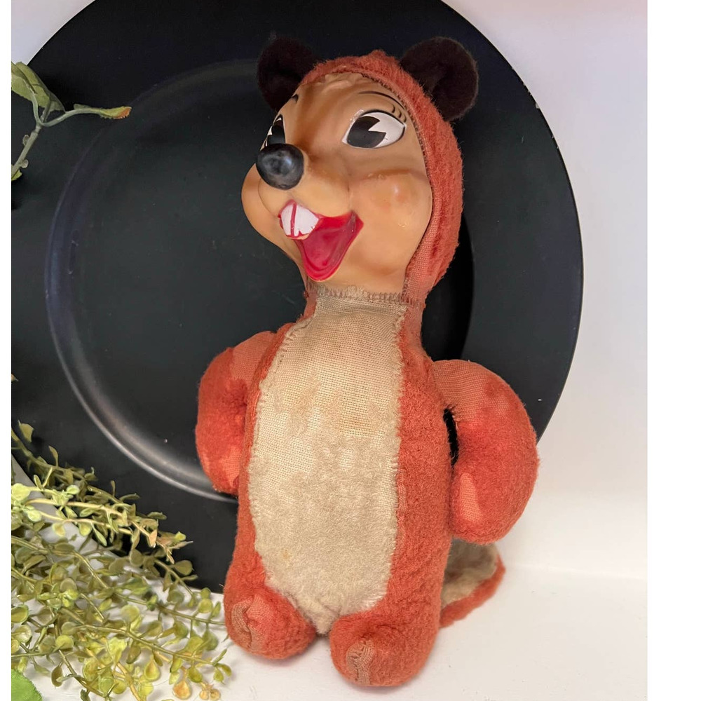 RARE Vintage "Rushton" plush toy, 1940-50's, chipmunk.